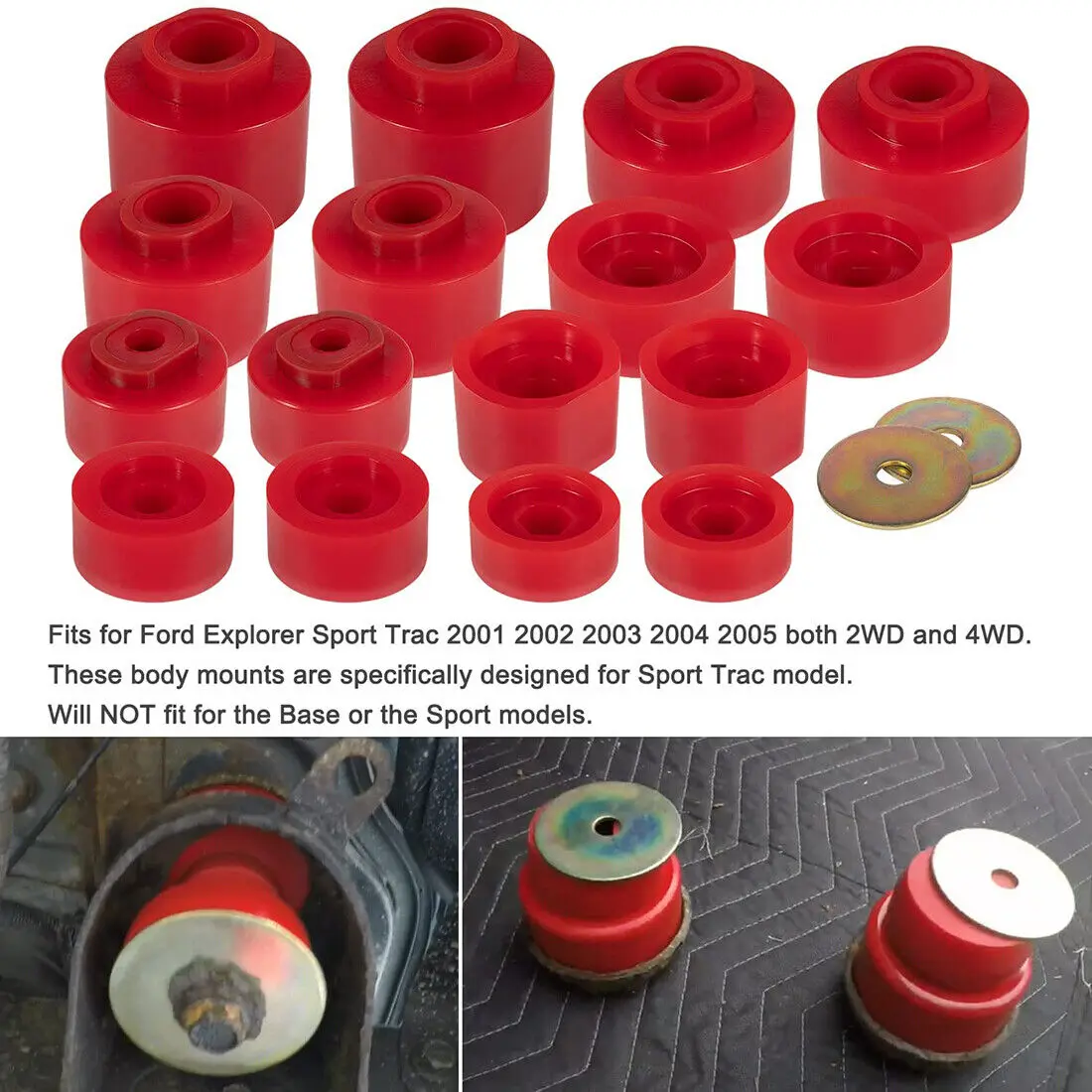 6-116 Body Mount Bushing Kit Fits for Ford Explorer Sport Trac 2001-2005 2WD 4WD Polyurethane Body Mount Kit