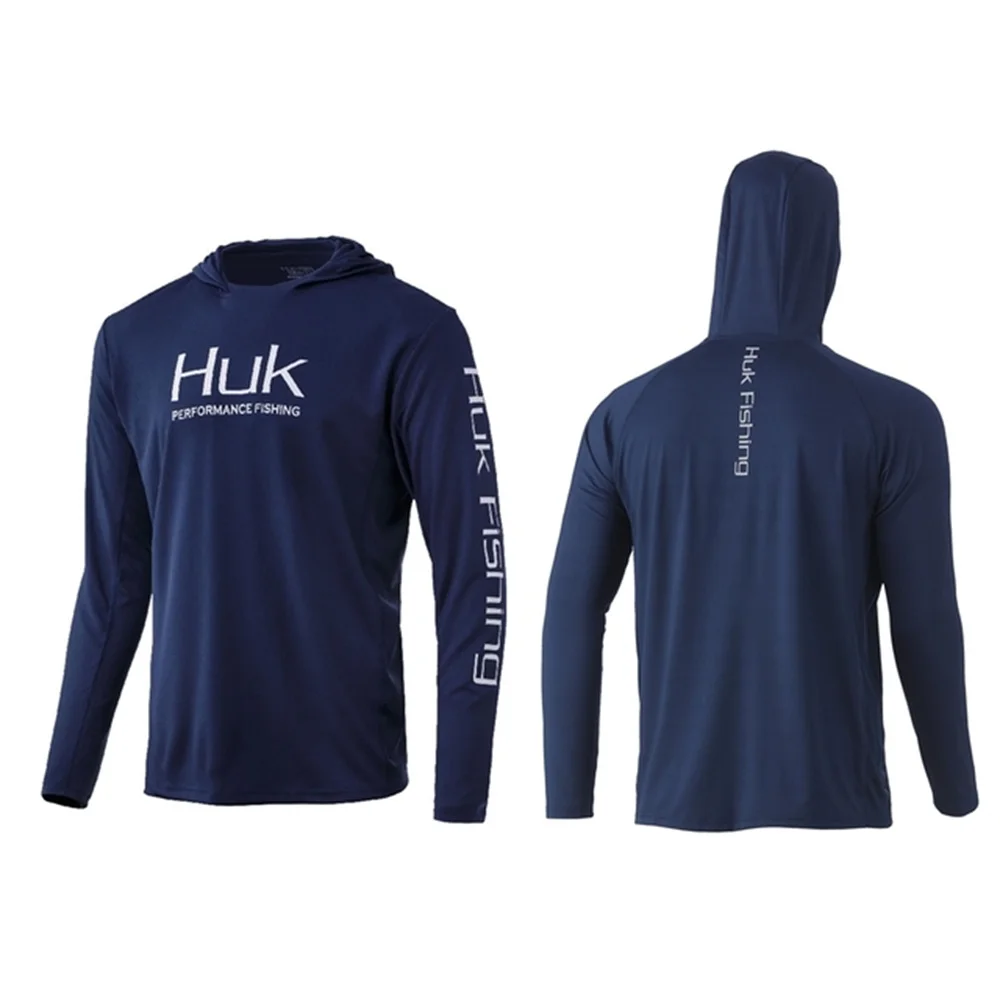 

Huk Hooded Fishing Shirts Long Sleeve Uv Protection Man Outdoor Summer Camouflage Moisture Wicking Jersey Fishing Apparel