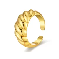 18K Gold Plated Stainless Steel Twist Bread Design Ring Croissant Adjustable Rings for Women Thick Stacking Band Couple Jewelry 1