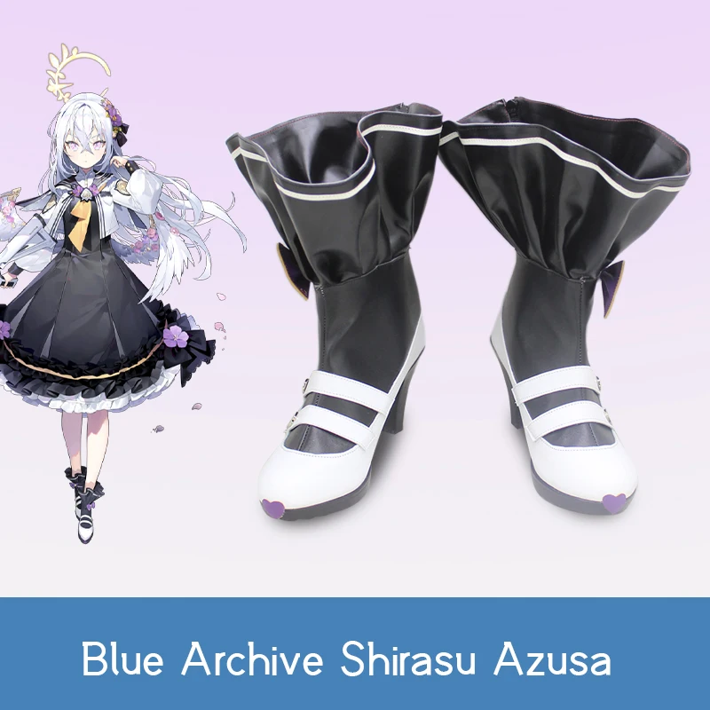 new-shirasu-azusa-cosplay-accessory-shoes-game-blue-archive-cute-leather-ankle-cover-customize-shoes-b