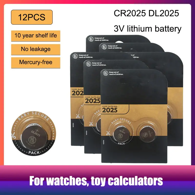Оригинальные кнопочные батарейки 12 шт./лот cr 2025 3 в для DURACELL литиевые cr2025 монет