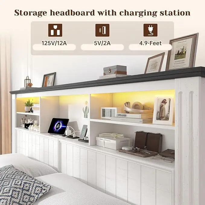 King Storage Bed with LED 4