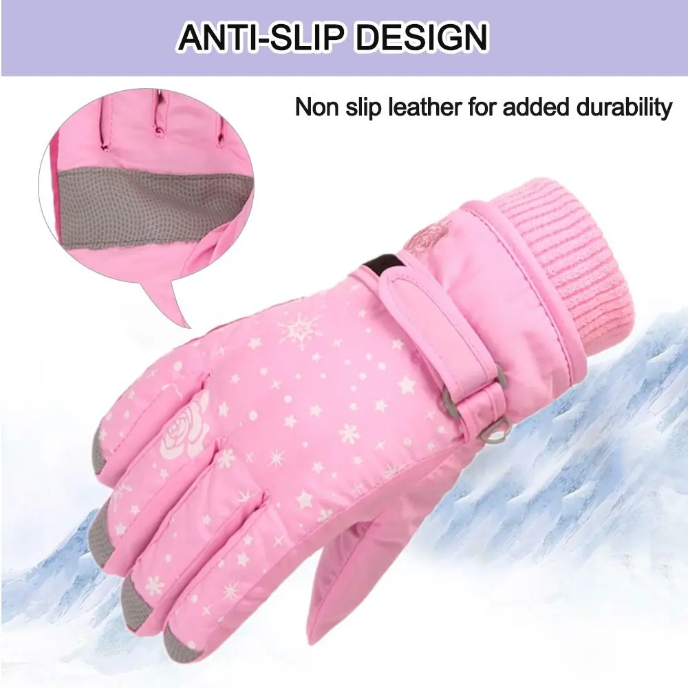 Baby Girls Waterproof Snow Snowboard Children Skiing Gloves Ski Outdoor Sports Mittens Kids Cycling Gloves