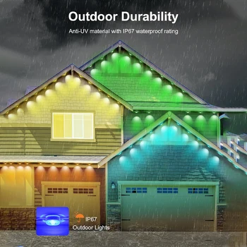 Permanent Outdoor Lights Smart RGBIC Eaves LED Lights Festival Flashing Lighting Fairy String for Christmas Holiday Decorations 4