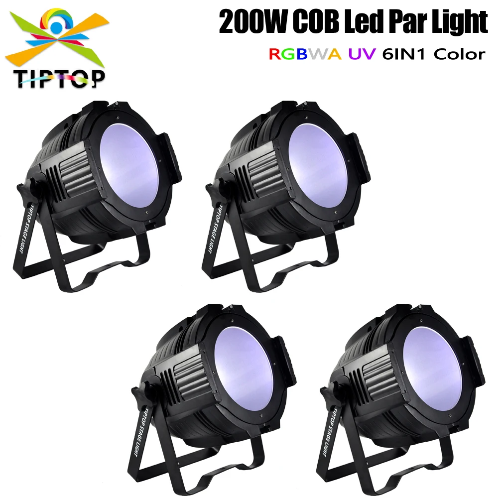 

TIPTOP 200W Stage Par светодиодный Can 64 RGBWAP 6 в 1, цветовое фонарь для сцены DMX512, звуковое автоматическое управление, Barndoor опционально x 4 упаковки