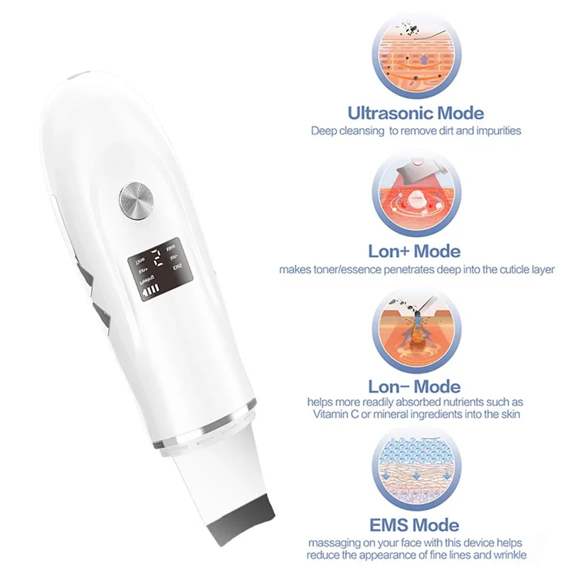 Electric ltrasonic Skin Scrubber Facial Cleansing Pore Deep Cleanser Acne Blackhead Remover Peeling Shovel Facial Lifting Device