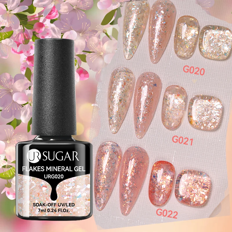 

UR SUGAR 7ml Flakes Mineral Gel Nail Polish Transparent Spring Summer Gel varnishes Semi-permanent Nail Polish for Nails