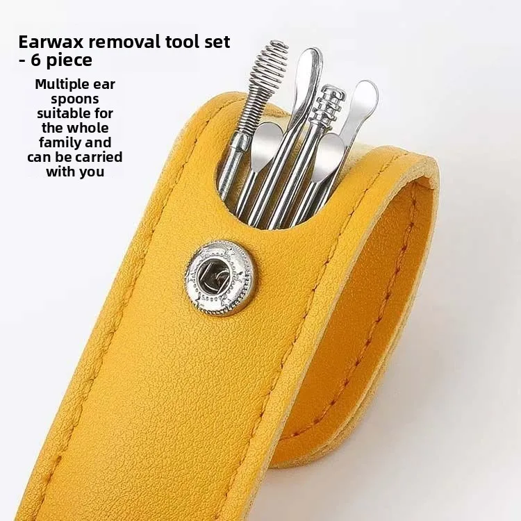 Kit per la pulizia delle orecchie per tutta la famiglia – 6 pezzi, custodia in pelle portatile, mini e leggero, 360 ° Design a spirale, nessuna irritazione all'orecchio - immagine 2