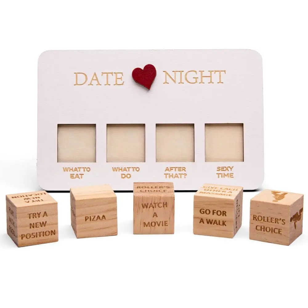 1-3Set Houten Date Night Dobbelstenen Paar Dobbelstenen Set Herdenkingsdag Valentijnsdag Dating Dobbelstenen Valentijnsdag Spelgeschenk