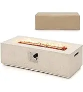 Giantex Propane Fire Pit Table, 50,000 BTU Terrazzo Gas Fire Table w/Simple Ignition System & Sta...