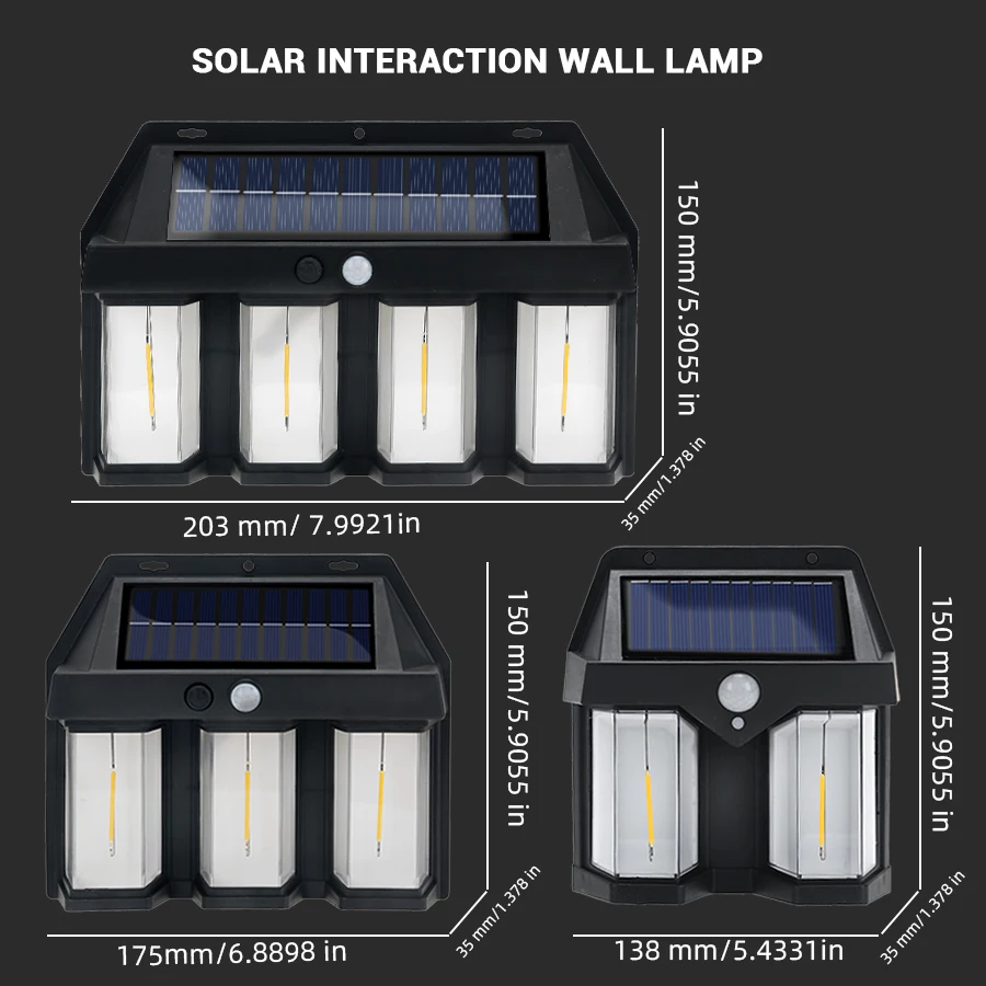 LED Solar Wall Light Outdoor Motion Sensor 3bulbs Waterproof for House Garden Yard Street Lamp Garage