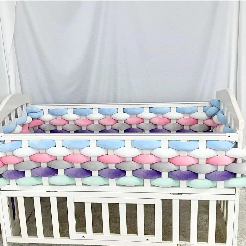 3M/5M Woven Twist Single-strand Bed Circumference Crib Pillow Anti-collision Bed Circumference Guardrail Baby Room Decoration