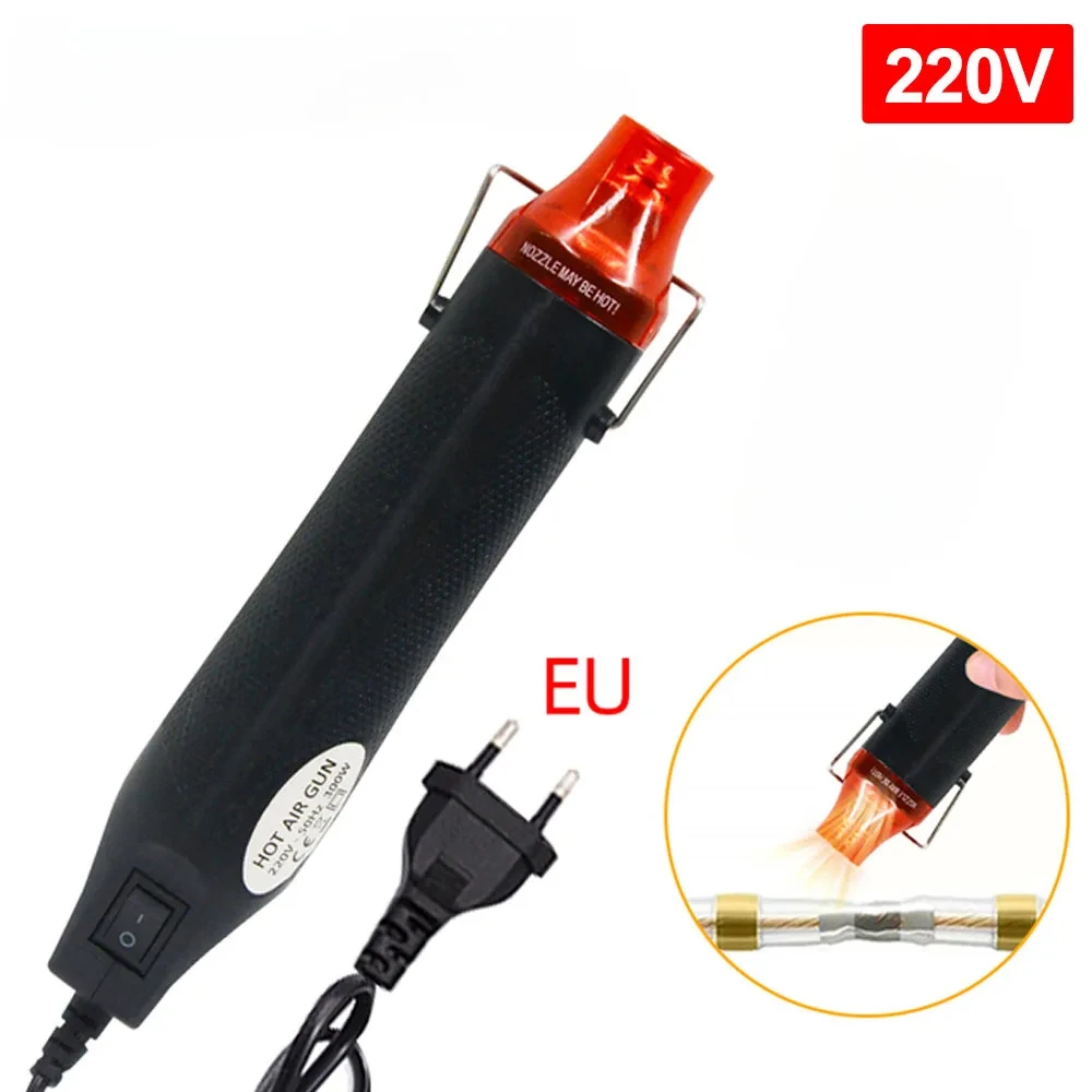 300W Electrical Mini Heat Gun Handheld Hot Air Gun 220V EU Plug with Heat Shrink Tubing kit 2:1 Wire Cable Insulation Sleeving 3