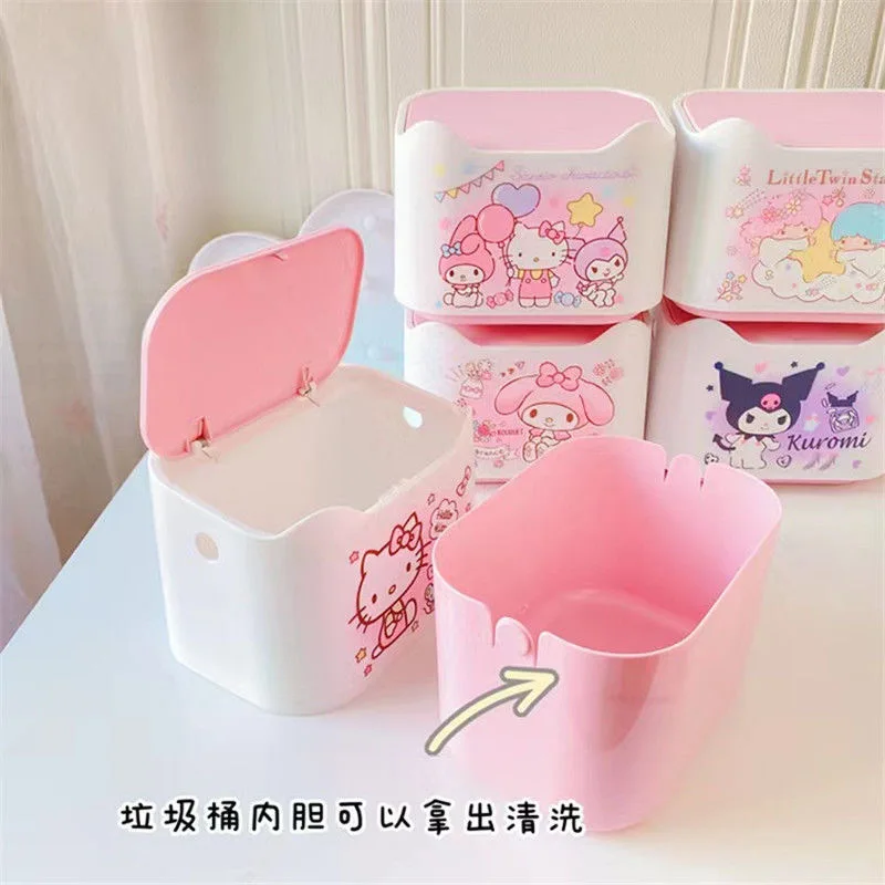 Kawaii Sanrio Kitty аниме Cinnamoroll Melody Настольный пресс мусорный контейнер для мусора