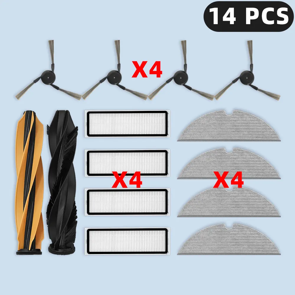 Kit Accessoires Pour Dreame D20 Pro Plus - 4 Brosses + 4 Filtres HEPA + 4 Serpillères