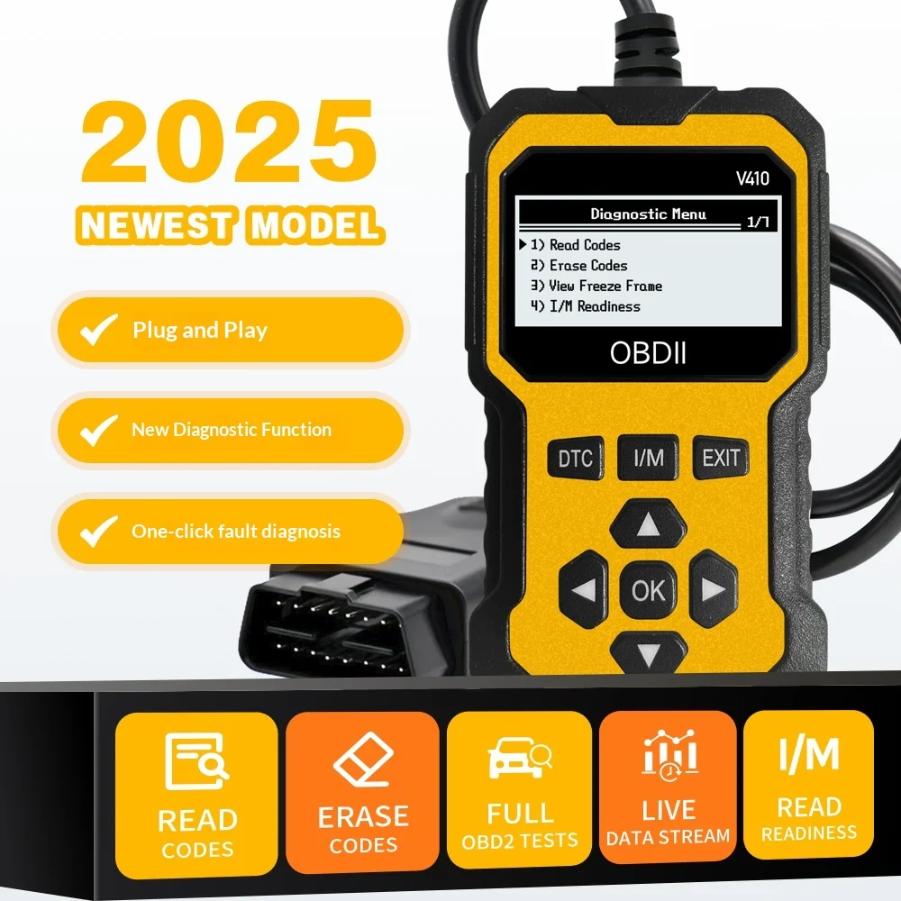 Obd2 Scanner Code Reader Car Diagnostic Tool Engine Fault Code Reader, Used to Clear Cel, with Real-Time Data/Freeze Frame/I/M Readiness, Suitable for All Obdii Protocol Cars