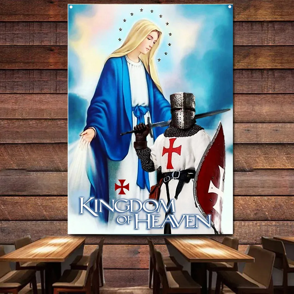 

Knights Templar Tapestry Wall Art Posters and Prints Vintage Crusader Armor Warrior Banner Wall Hanging Flag Home Decor Painting