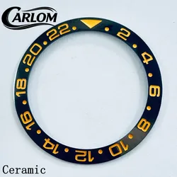 Multicolor GMT Aluminum/Ceramic Sloping Bezel Insert for 40mm Watch Case - Premium Watch Accessory (Black - Yellow)