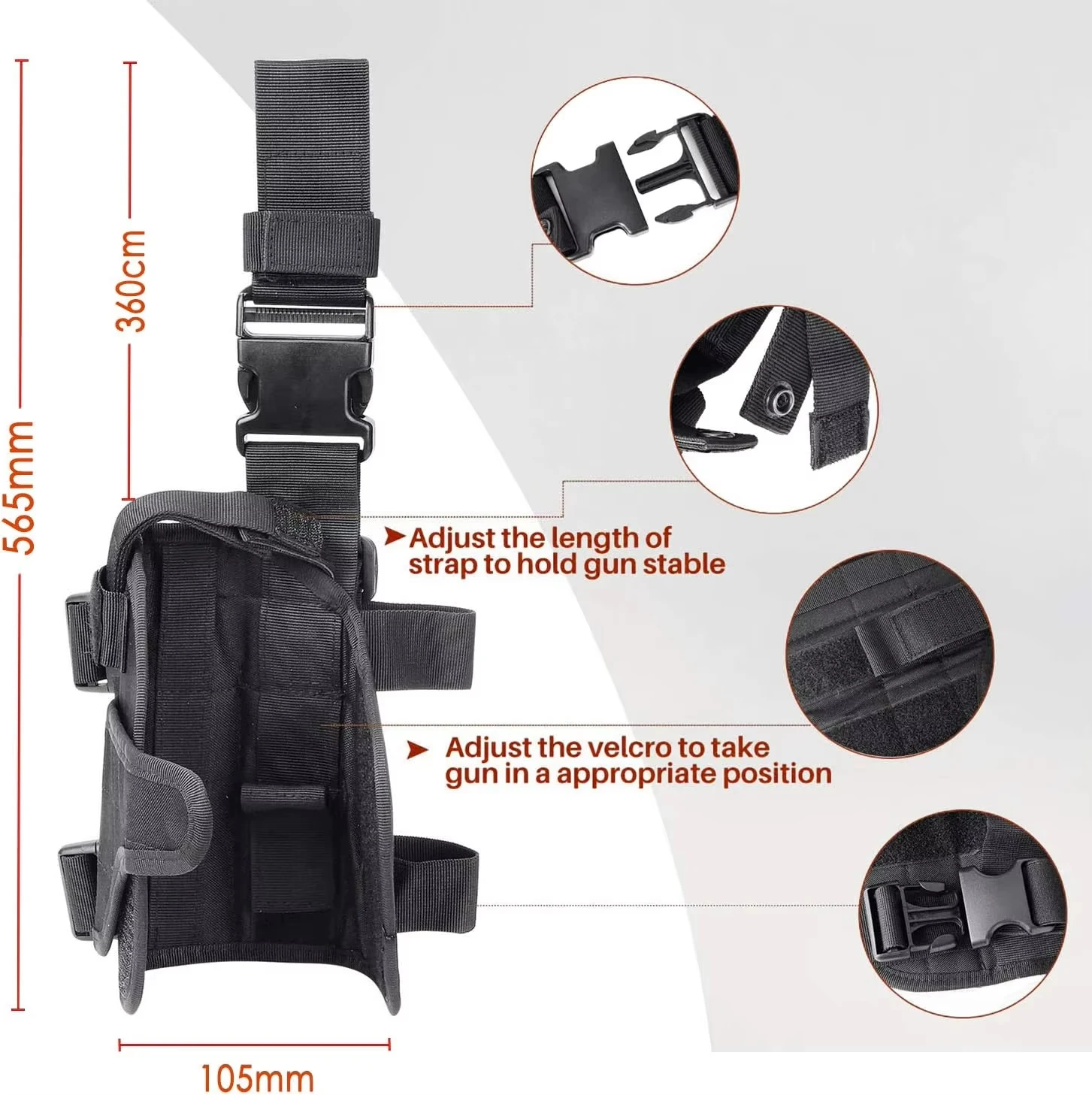 Left/Right Leg Gun Holster Gun Bag GLOCK 17/M9/P226/CZ 75 Revolver Leg Adjustable Airsoft Pistol Case Outdoor Sports Hunting