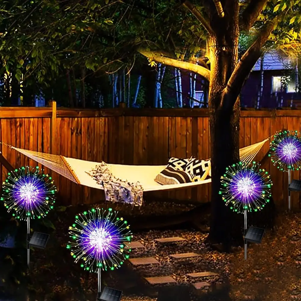 Guirlande lumineuse solaire pour jardin extérieur, 60/200/420 LED, motif pissenlit, à planter, idéale pour Noël et Halloween. Décoration de pelouse._voghion.com