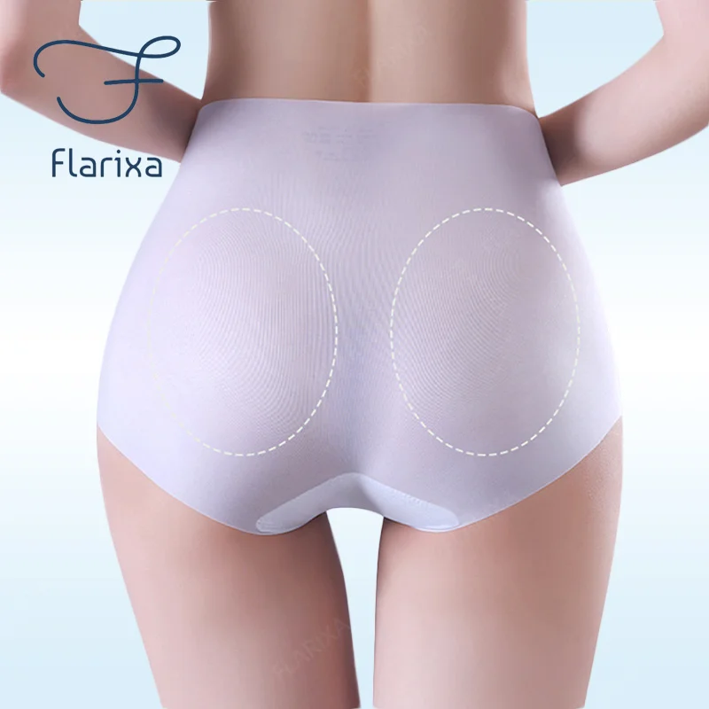 Flarixa Ice Silk Seamless Panties Women Ultra Thin Belly Shaping Briefs With High Waist Tummy Control Pants Hip Lift Underwear