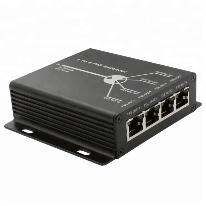 

4 Port IEEE802.3af PoE Extender for IP camera Extend 120m transmission distance with 10/100M LAN ports