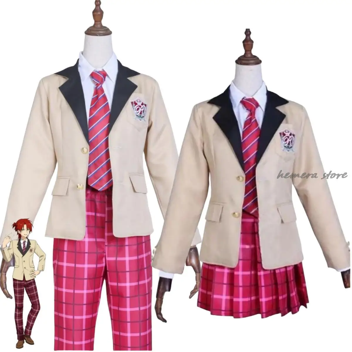 

Anime Game Ensemble Stars Tomoe Hiyori Sazanami Jun Cosplay Costume Eve Reimei Gakuen School Uniform Man Woman Campus Suit