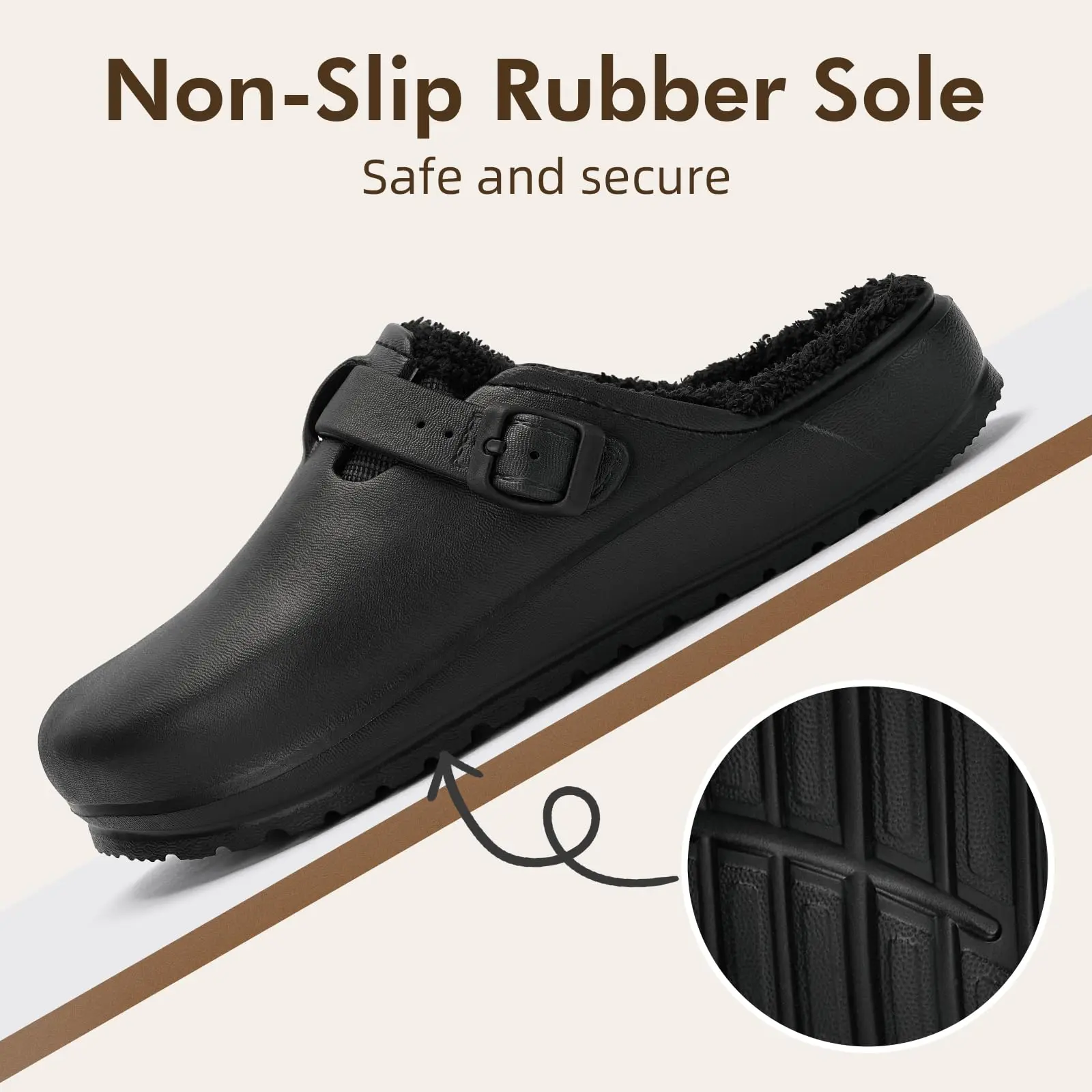 Womens Clogs Winter Mules Slip on Nurse Shoes Work Garden Slippers with Cotton Lined New Outdoor and Indoor Soft Cotton Shoes 5