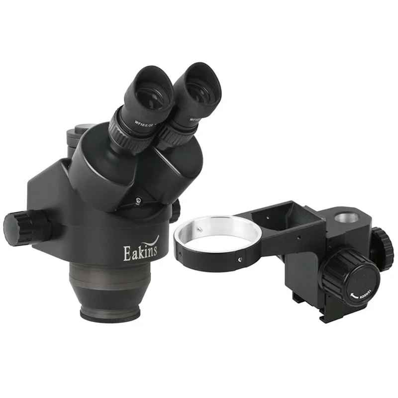 7X-45X Simul-Focus Parfocal Continuous Zoom Trinocular Stereo Microscope Head 76mm Diameter Holder Focus Arms for Education 2