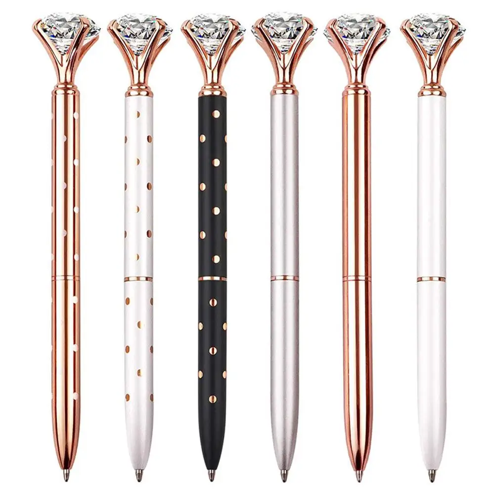 

Large Diamond Crystal Pen Ballpoint Student Stationery Office Business Gifts 1.0mm Metal Nib Rhinestone Ball Point