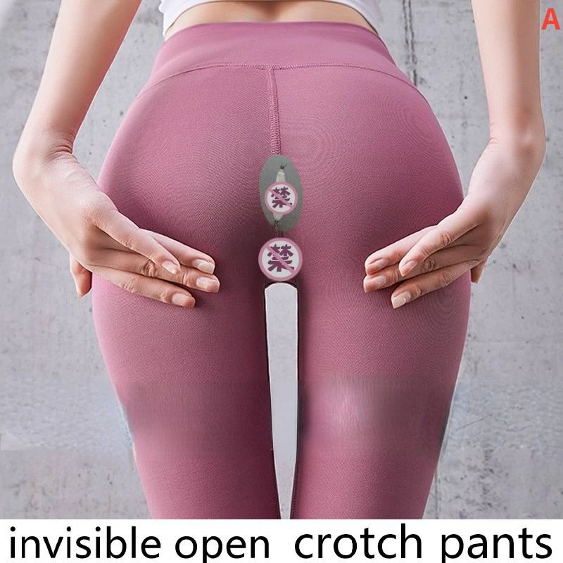 Heart Machine Groove Tight Pants Zipper Open Crotch Leggings Free Off Field Yoga Pants Couple Outdoor Dating Convenient File tights for women
