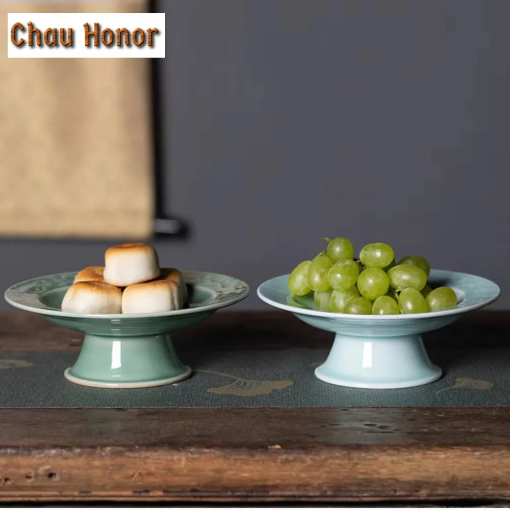 Creative Longquan Celadon Fruit Dishes Boutique Dried Fruit Snack Plate Candy Bar Plates Food Sharing Plate Gift Box Collection