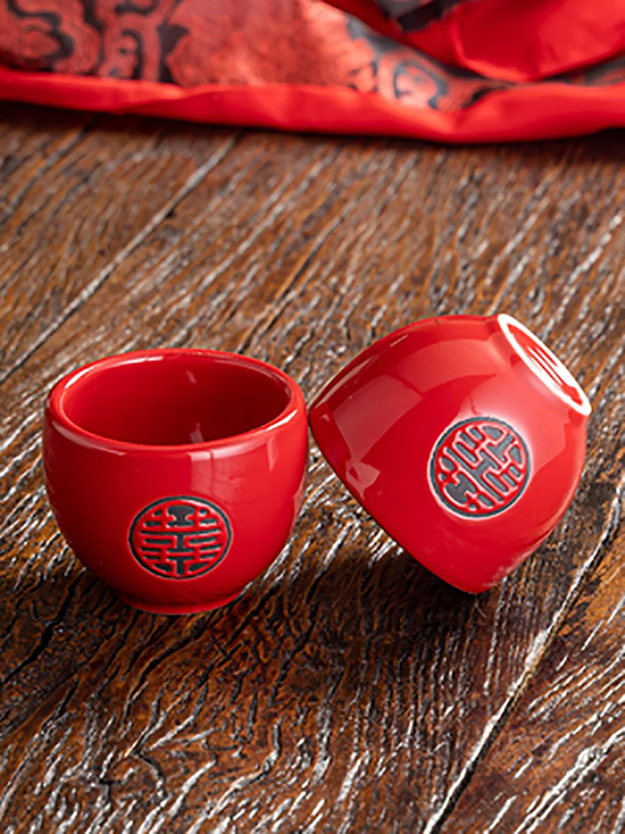Chinese Traditional Wedding Ceramic Tea Set, Red Kettle, Double Happiness Teapot, Teaware, Newlywed Gift, Wedding Banquet Supply
