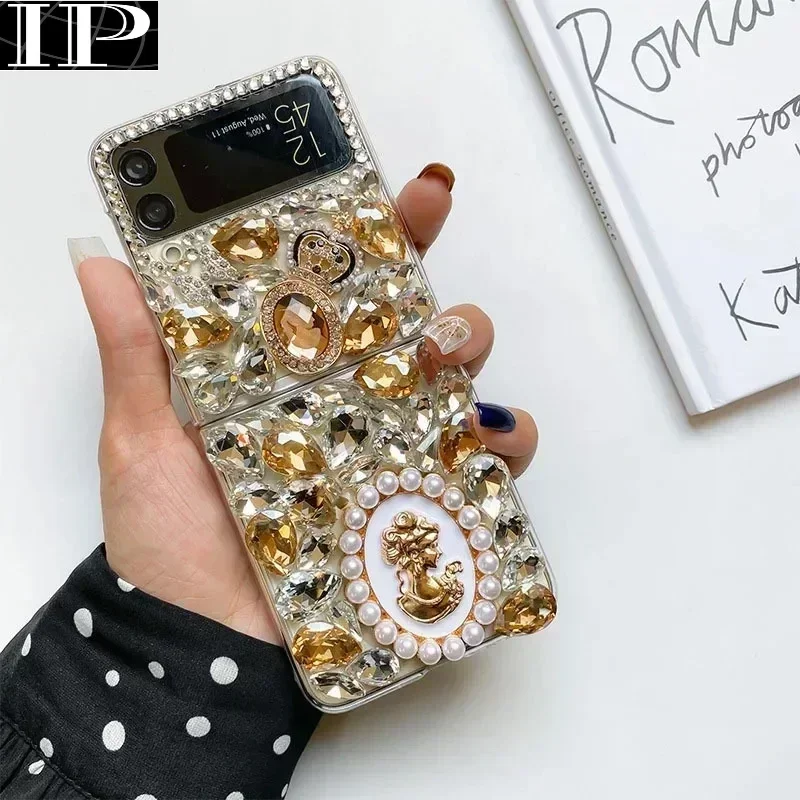 Luxury Butterfly Sparkle Gems Crystal Bling Custodie Per Specchietti Per Samsung Galaxy Z Flip 1 2 3 4 Flip3 Flip4 5G Diamond Cover