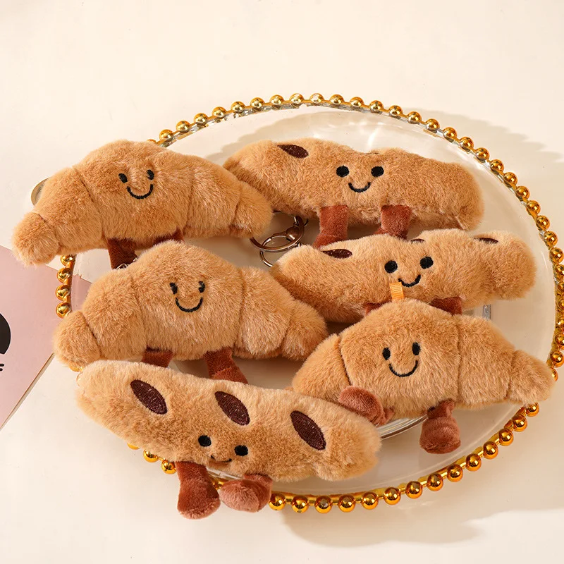 Adorable Cartoon Croissant Plush Keychain – Cute Gift Pendant and Bag Charm