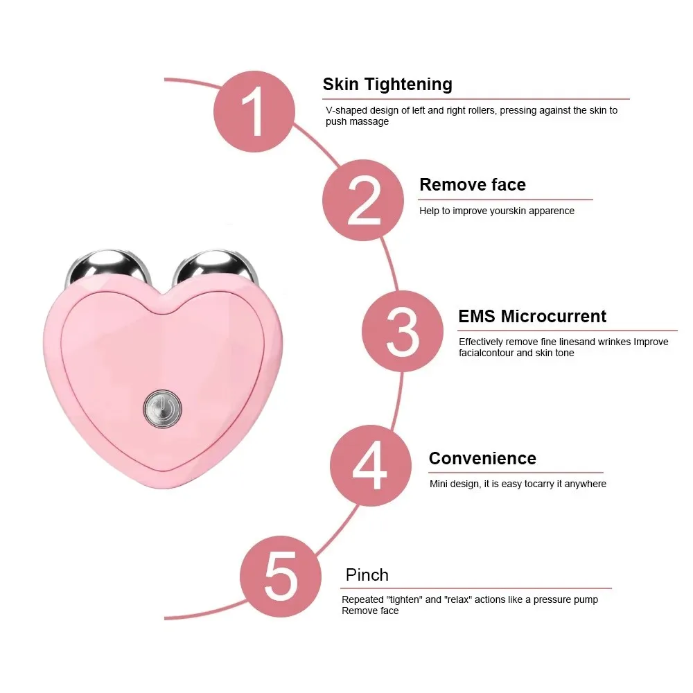 EMS Face Lifting Machine Facial Massager Microcurrent Roller Skin Tightening Rejuvenation Beauty Charging Facial Anti Wrinkle 3