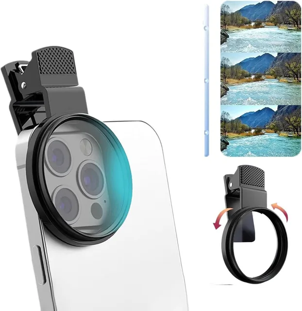 52MM Circular Universal Polarizer Camera Lens Clip Portable CPL Filter Kit Professional Phone Camera Lens For iPhone 16 15 14 13 1