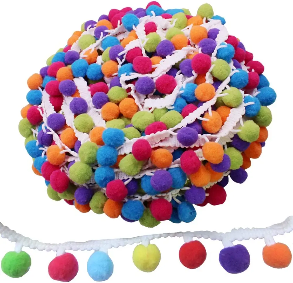 5yards/lot Pompom Trim Rainbow Pom Pom Ribbon Lace Multicoloured Tassel  Pompom Trim Ball Lace For Sewing Crafts Decoration - Lace - AliExpress
