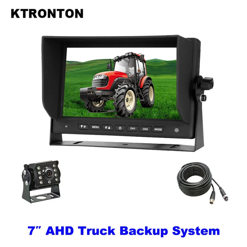 

KTRONTON AHD Truck Bus Rear View Backup Camera with 7 Inch Car Reverse Monitor for Van RV Trailer 8 Leds Starlight Night Vision