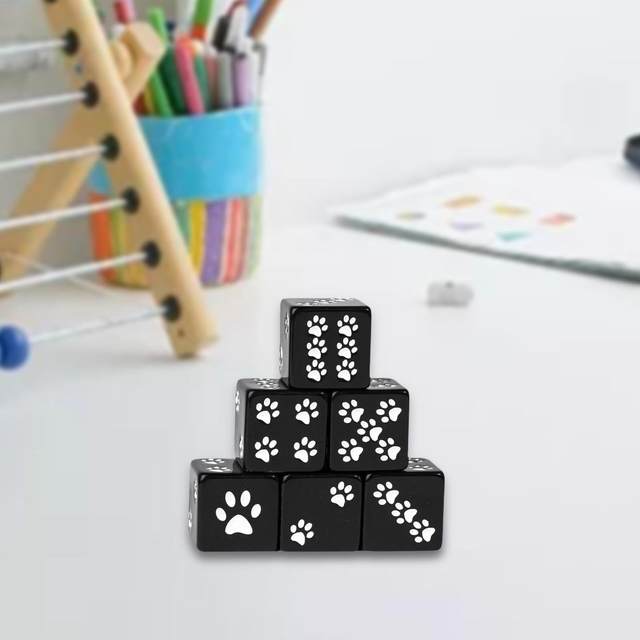 6x Resin Dices Set Portable Cute Pattern Dice Game Set for Entertainment Family Gathering Wedding Party Supplies Table Board