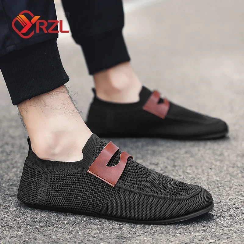 YRZL Men's Mesh Loafers Flat Shoes Breathable Slip...