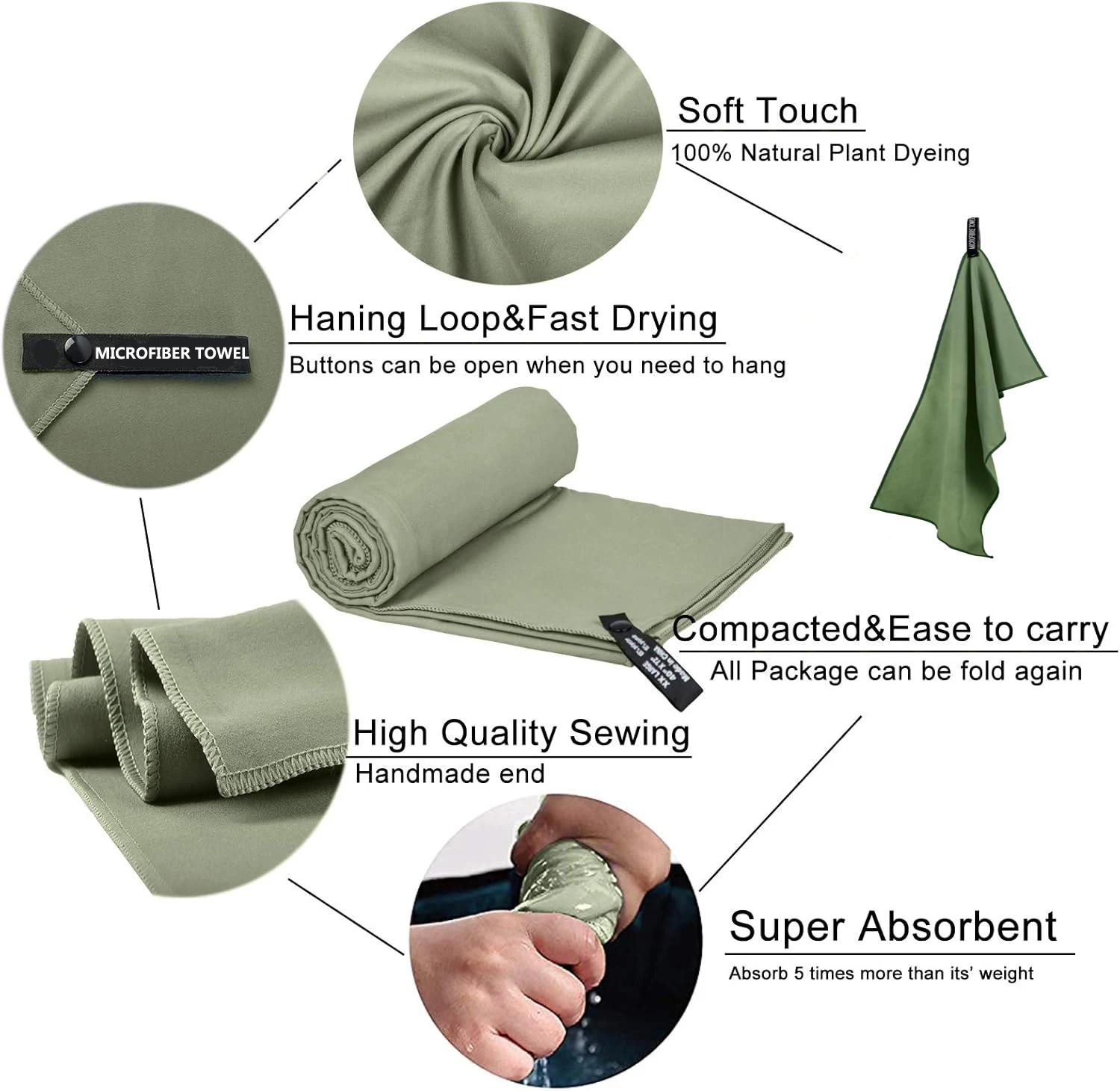 Quick Drying Microfiber Swimming Towel Super Absorbent Gym/Camping Towel Ultra Compact Lightweight Sports/Beach/ Travel Towels 2