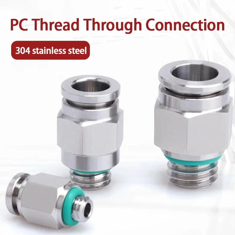 

10pcs PC Pneumatic Quick Connector G Thread M5 1/8" 1/4" 3/8" 1/2" BSP Thread Pipe Water Gas Connector 304 Stainless Steel