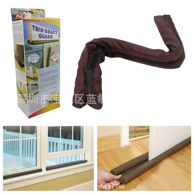 85cm Hot Sale Brown Double Door Draft Stopper Dual Draught Excluder Air Insulator Windows Dodger Guard Energy Saving