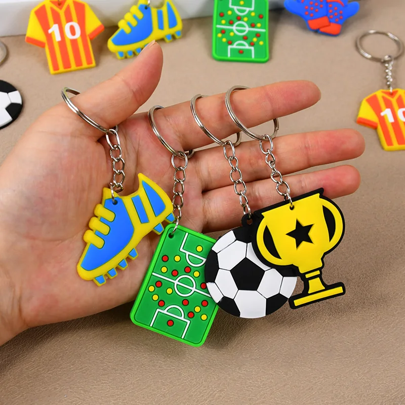 6/12Pcs Soccer Party Favors Keychain Kids Sports Theme Birthday Party Silicone Football Pendants Goodie Bag Pinata Fillers Toy
