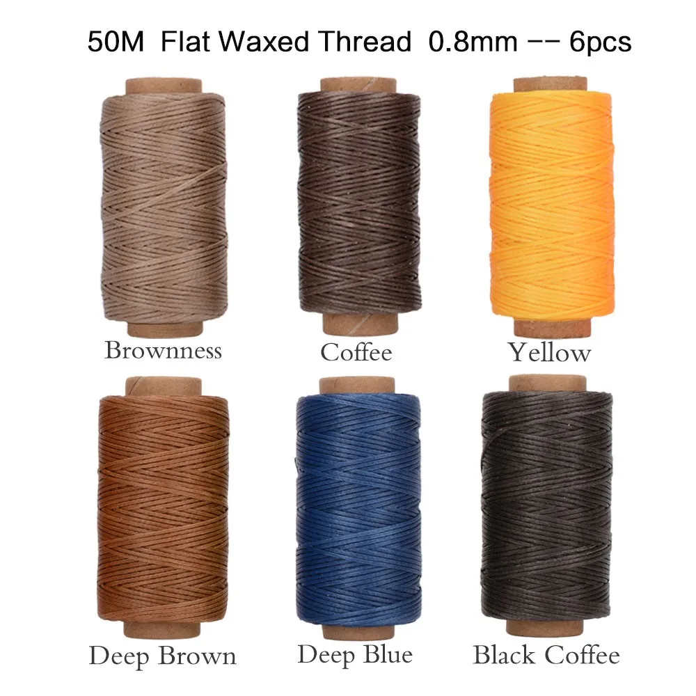 55Yards Waxed Thread with 7 Pcs Leather Needles for Hand Sewing 150D Flat  Sewing Waxed Thread Leather Repair Needles for Sewing Upholstery Leather  Canvas Bags Sofa Furniture Black