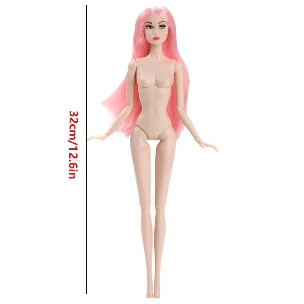 32cm Supermodel Nude Doll Joints Movable Trend Makeup DIY Dress Up Toy White-skin with Hair Figure Body DIY Play