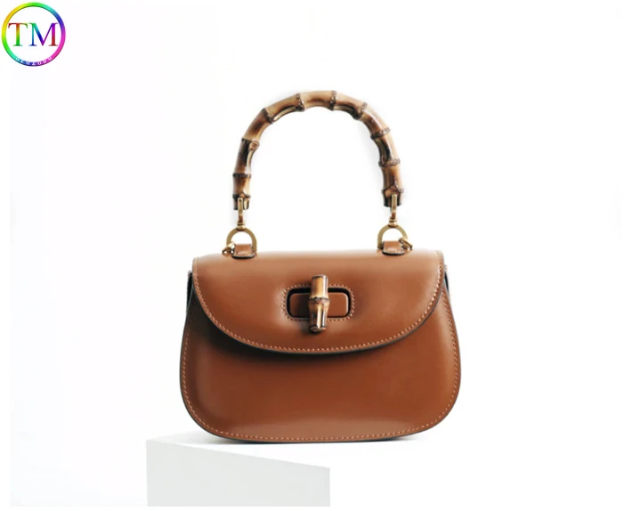 Natural Bamboo Handles For Bags Replacement,Retro Hand Made Knit Bamboo Handle With Buckles For Luxury Bag Handle Accessories