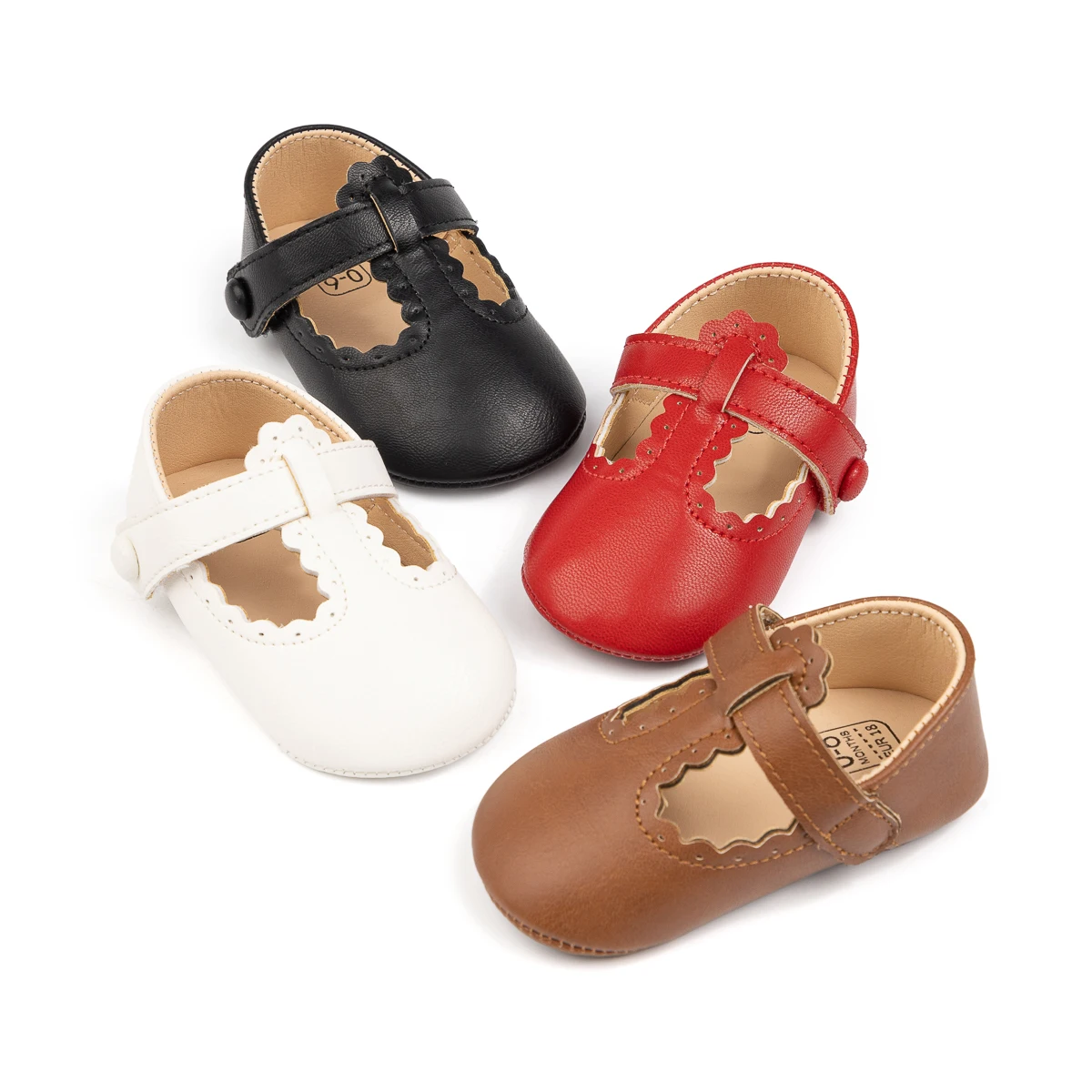 Meckior Baby-Mädchen-Schuhe mit weicher Sohle, gewellte Schnalle, rutschfeste Lauflernschuhe für Kleinkinder