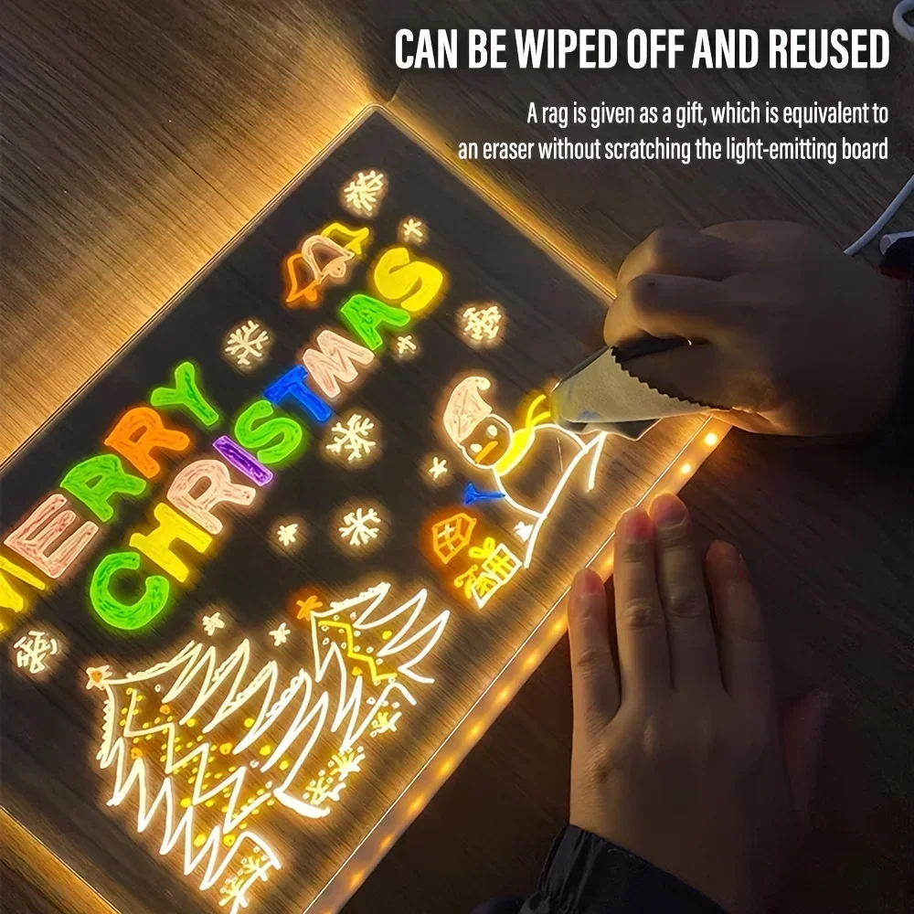 LED light up acrylic message board Erasable USB Children's Drawing Board CIY for Birthday Gifts Bar Advertising Boards led message board